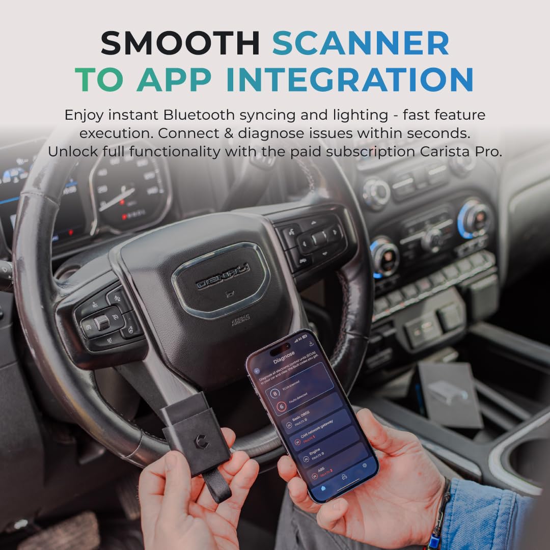 Smartphone showing Carista app live data with Carista EVO streaming engine parameters