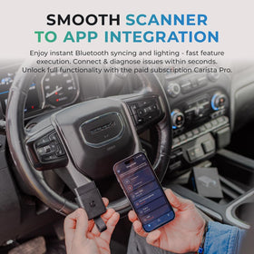 Smartphone showing Carista app live data with Carista EVO streaming engine parameters