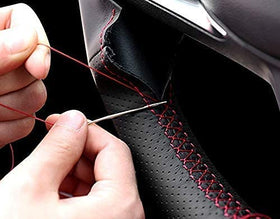 Carkooler hand stitching in progress showing DIY installation benefit