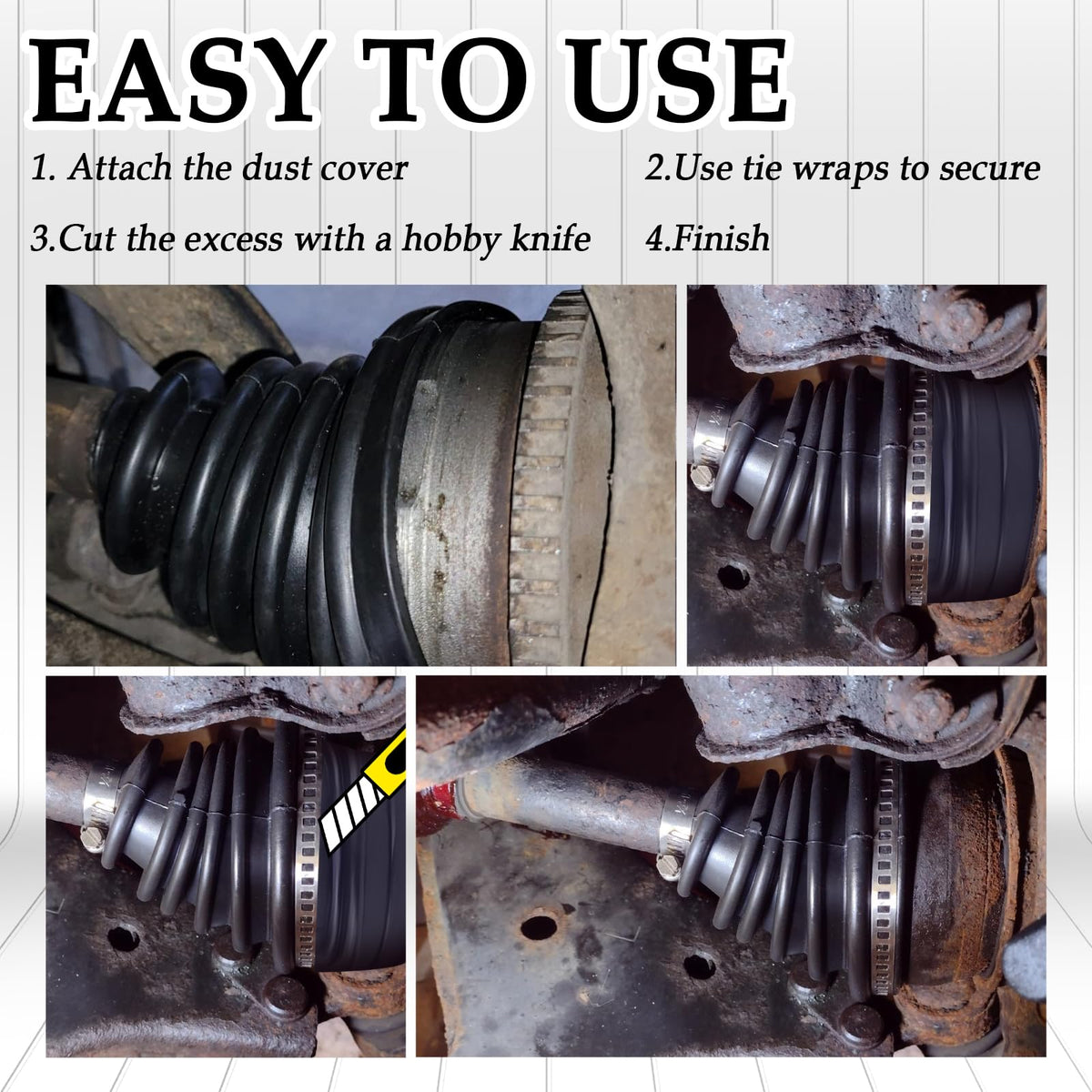 carleef CV boot fitted on axle showing protective seal and retained grease
