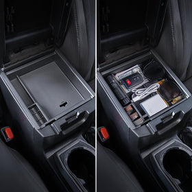 Carlimeki organizer installed in Toyota Tacoma console demonstrating custom-fit and secure placement