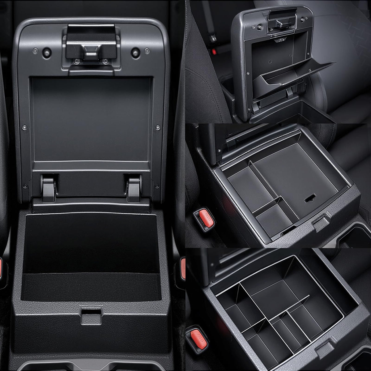 Carlimeki front view of center console organizer showing neat layout and quick access