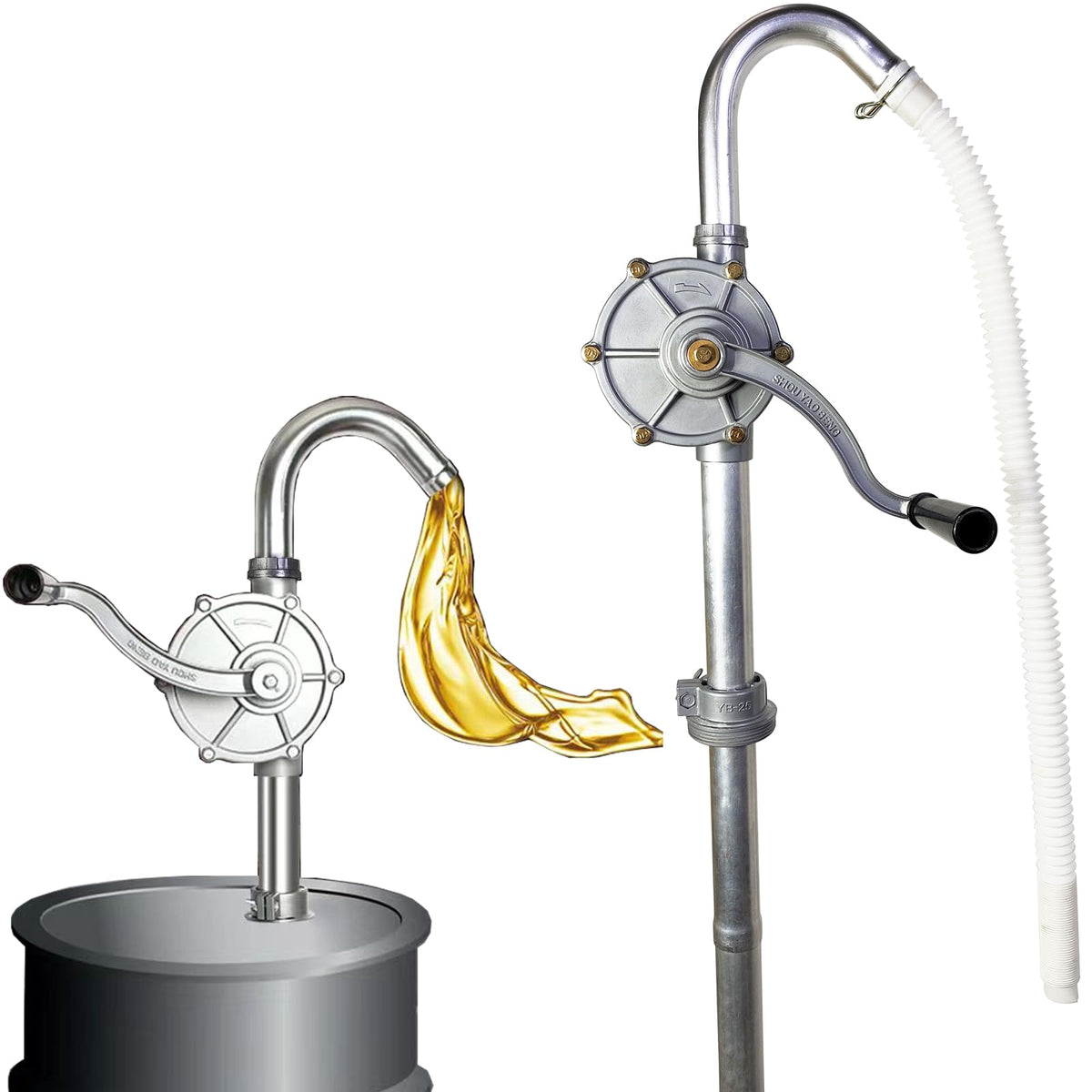 CARLKEMIAN front view of drum pump showing full unit and mounting, reliable transfer