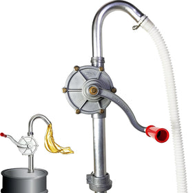 CARLKEMIAN front view of drum pump showing complete kit and benefits for quick dispensing