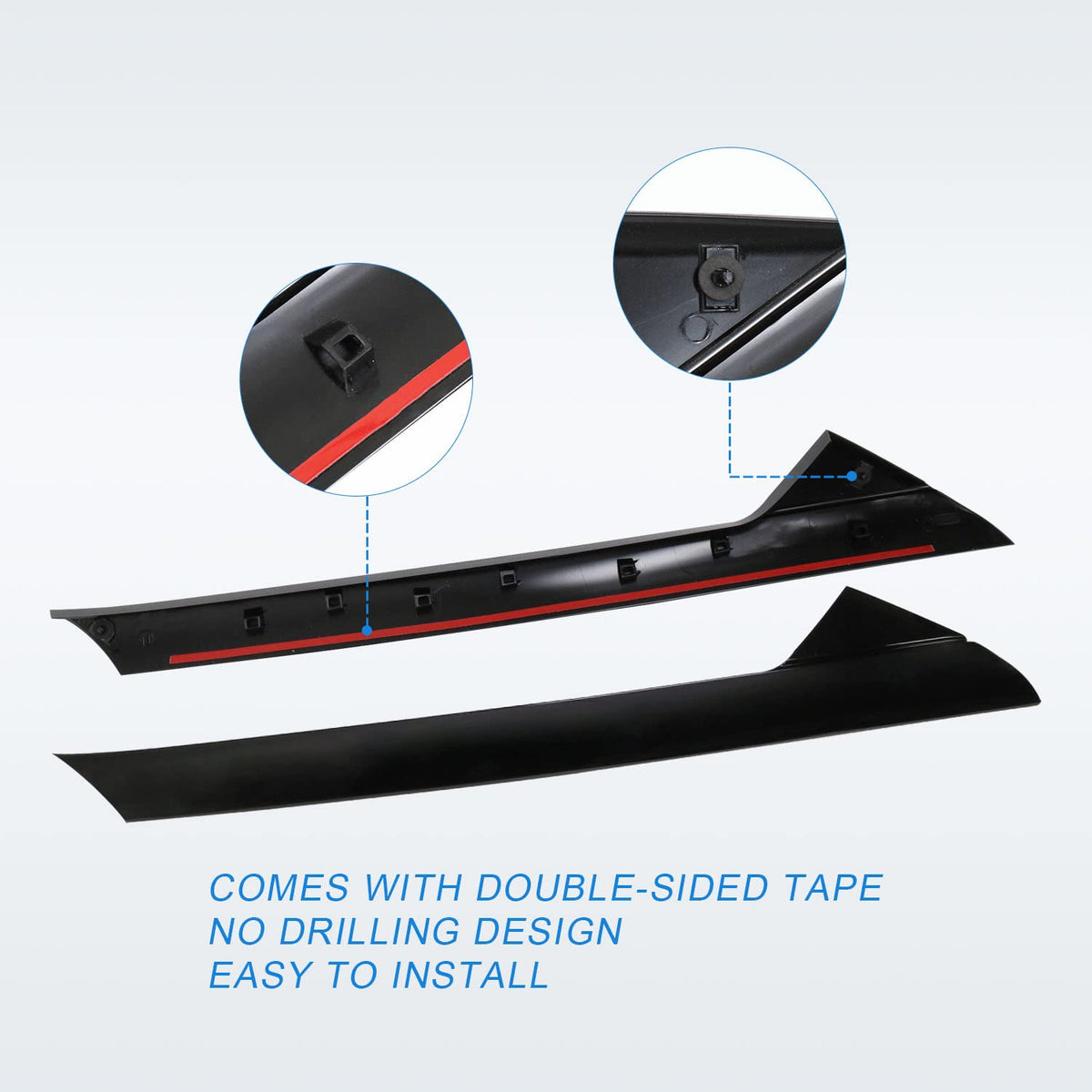 CARMOCAR trim with side tape detail showing pre-applied adhesive for easier fit