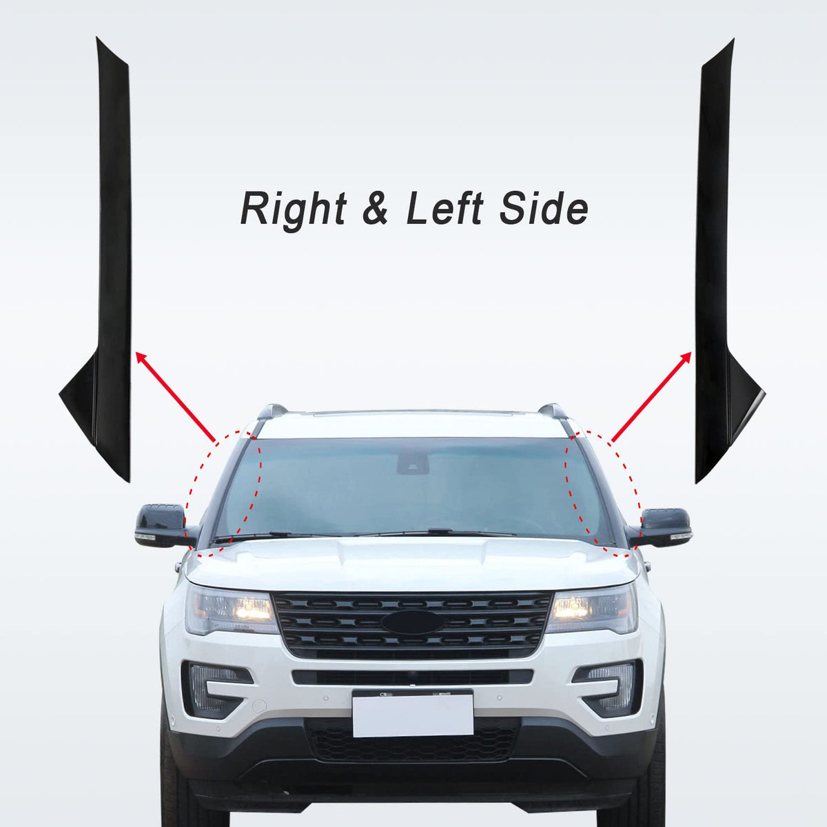 CARMOCAR left A-pillar mounted on vehicle illustrating proper edge seal