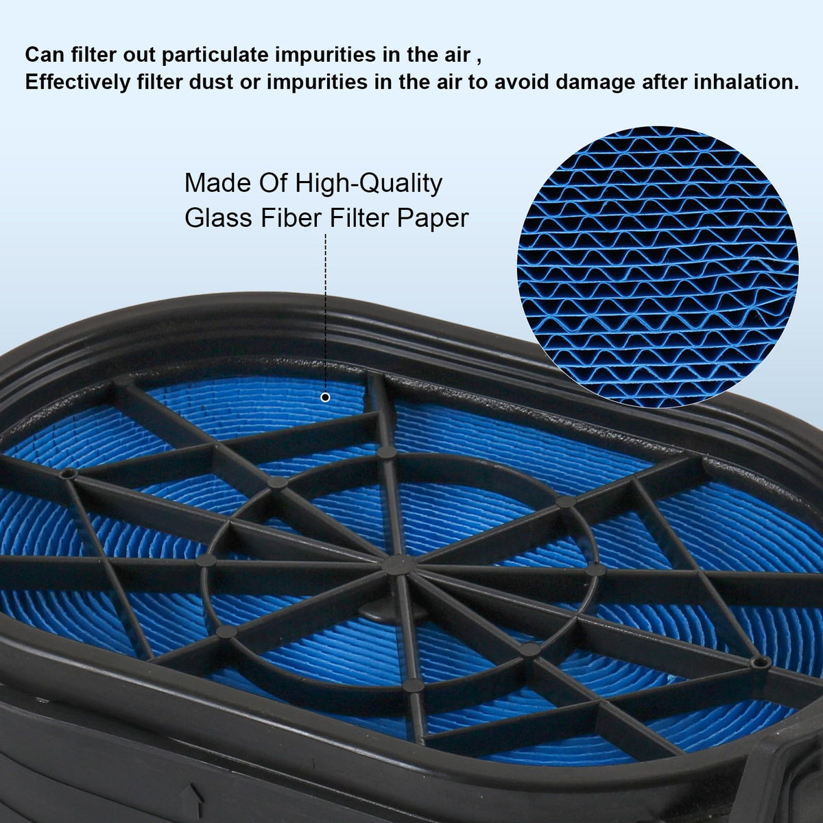 CARMOCAR filter next to ruler for scale showing dimensions for accurate fitment verification