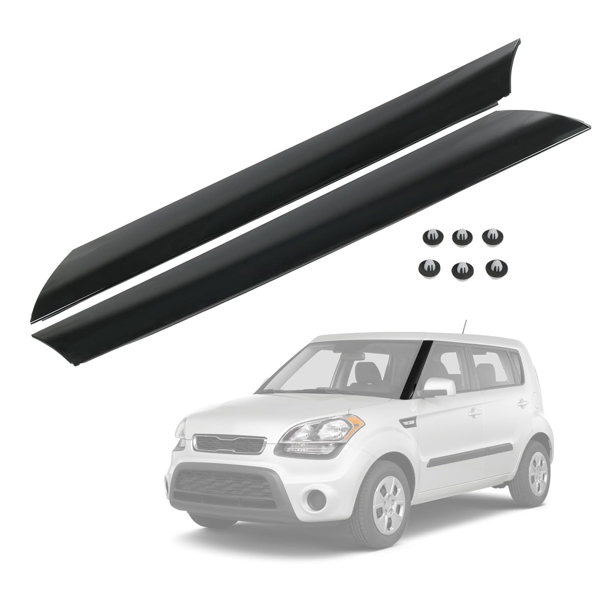 CARMOCAR front packaging showing both A-pillar trims and included parts, ensures correct replacement