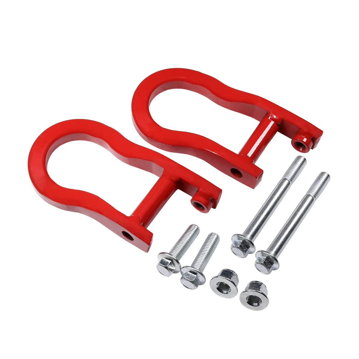 CARMOCAR front tow hook front view showing red ring and solid steel construction benefit