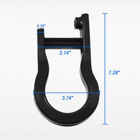CARMOCAR tow hook close-up showing steel texture and coating benefit: corrosion resistance