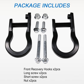 CARMOCAR tow hook on parked Silverado truck showing real-world use benefit: ready for recovery
