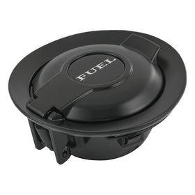 CARMOCAR gas cap door front view showing matte black finish and clean fit