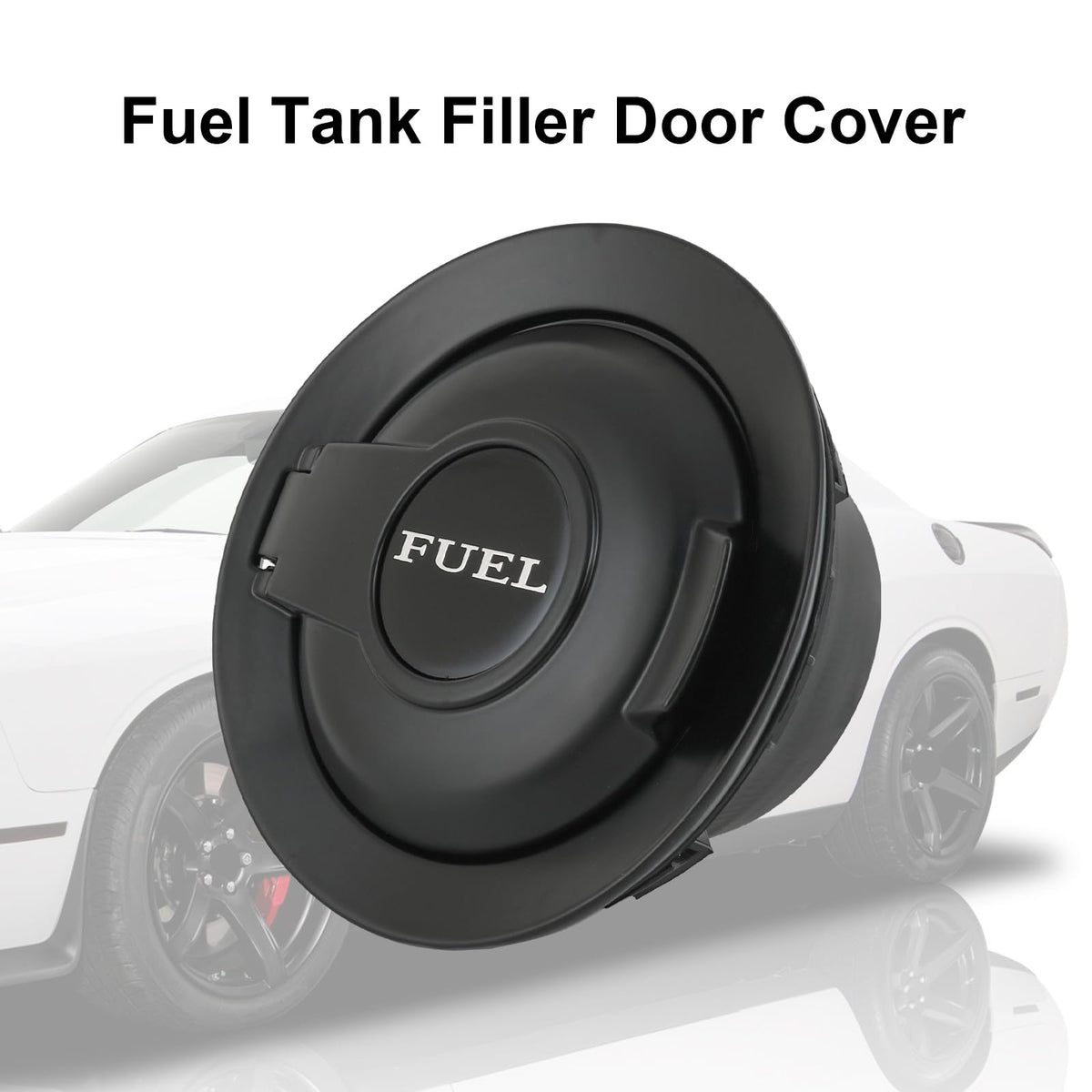 CARMOCAR gas cap door next to ruler showing compact dimensions and scale