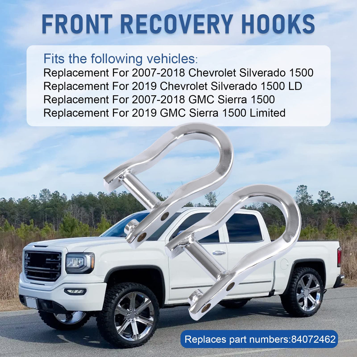 CARMOCAR tow hook installed on truck front showing direct-fit benefit