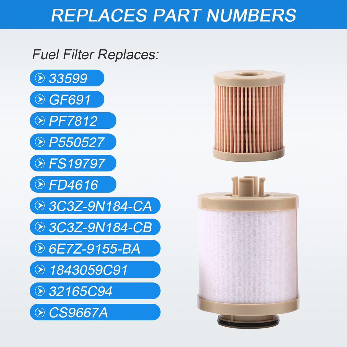 CARMOCAR oil filter top label showing model FL2016 and easy-identification benefit