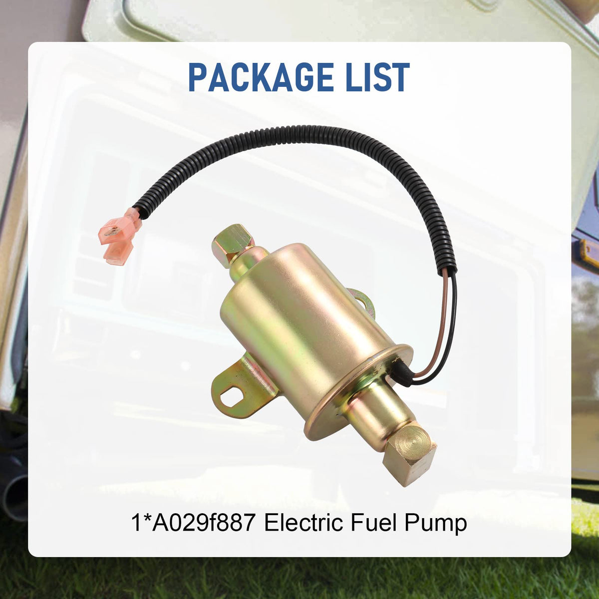 CARMOCAR fuel pump beside ruler showing dimensions for accurate size comparison