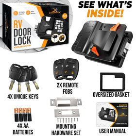 CARMTEK installed on camper door demonstrating ease of use and travel convenience