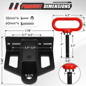 CAROD hitch next to ruler for scale showing compact size and robust build