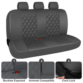 CAROMOP headrest and stitching close-up showing reinforced seams durability