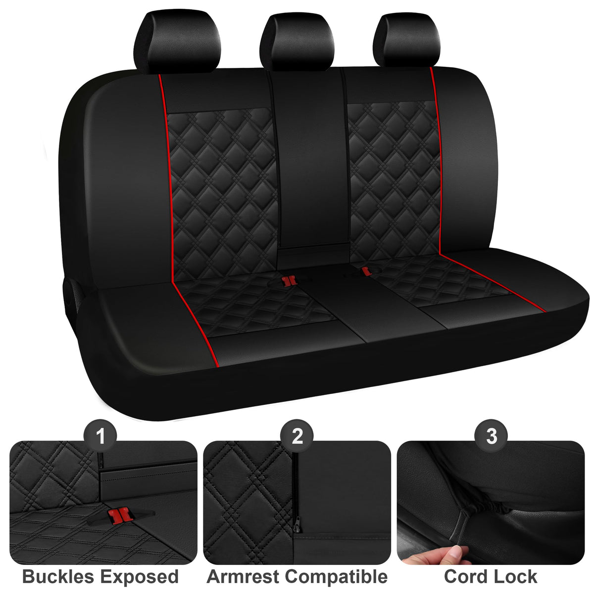 CAROMOP seat cover next to ruler showing fit and coverage scale