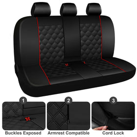 CAROMOP seat cover next to ruler showing fit and coverage scale