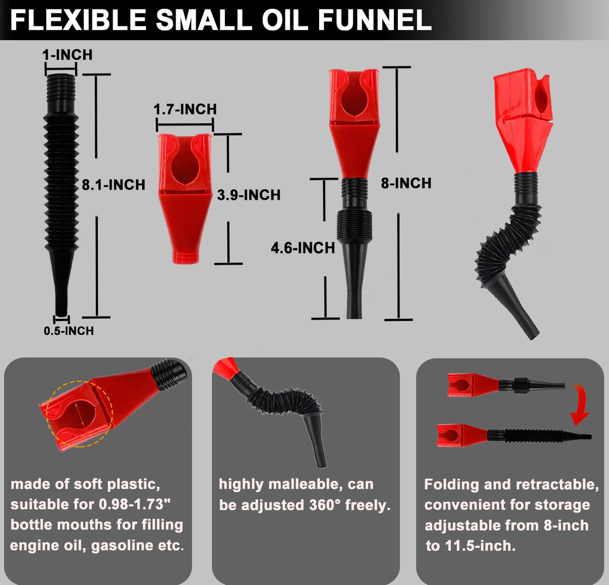 CAROTUPY wide funnel spout detail that enables neat, fast refills