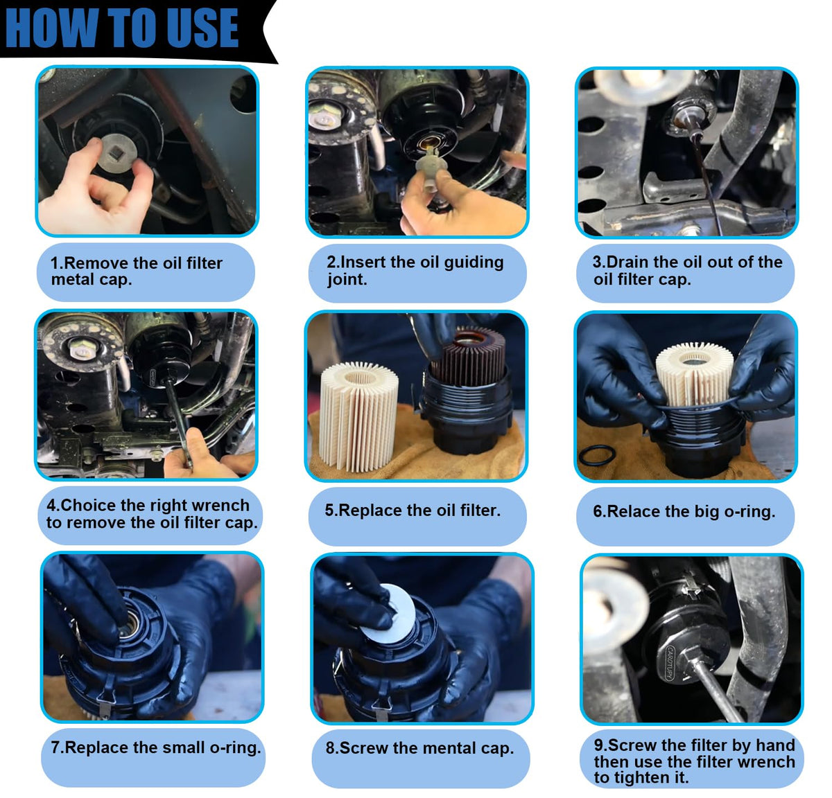 CAROTUPY sockets in a garage toolkit for quick oil service