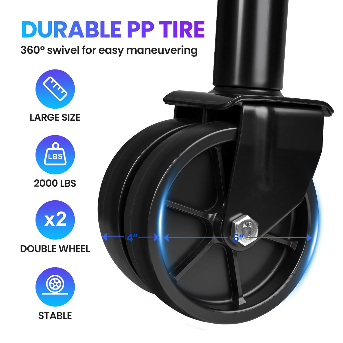 CARPEAK swivel jack folded up for towing and compact storage benefit