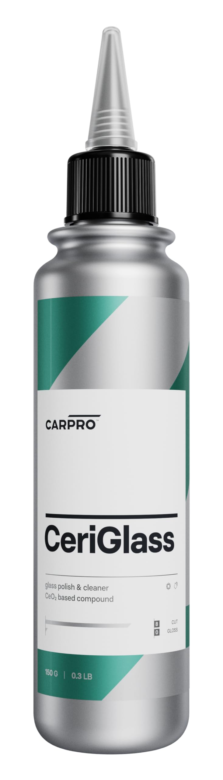CARPRO CeriGlass bottle front view showing label and clear windshield benefit