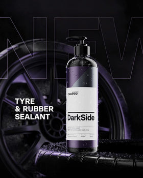 CARPRO DarkSide label close-up highlighting UV protection and hydrophobic features