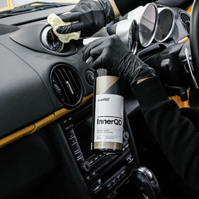 CARPRO InnerQD applied to leather panel preserving feel and non-greasy benefit