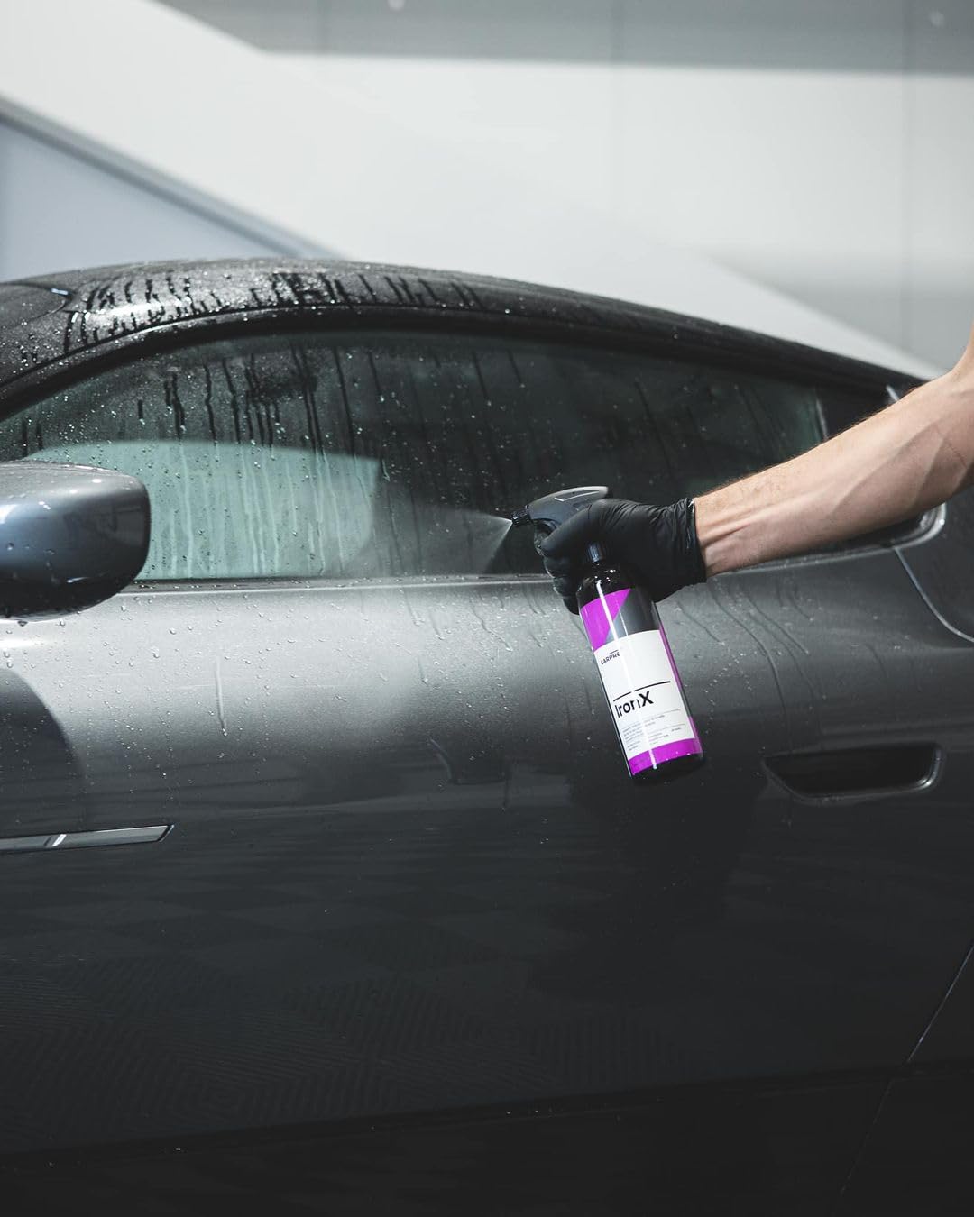 CARPRO IronX before and after surface showing restored clear coat appearance