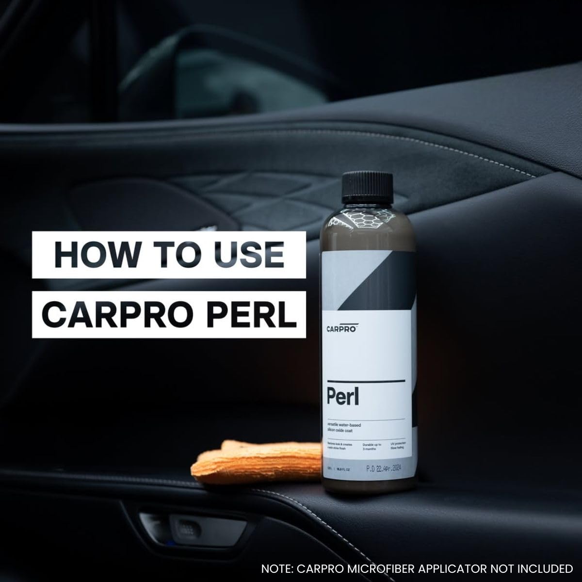 CARPRO PERL spritzed on dashboard plastic restoring color and feel