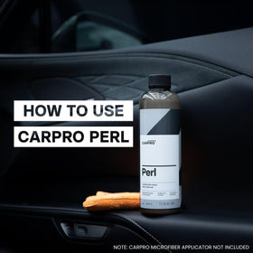 CARPRO PERL spritzed on dashboard plastic restoring color and feel