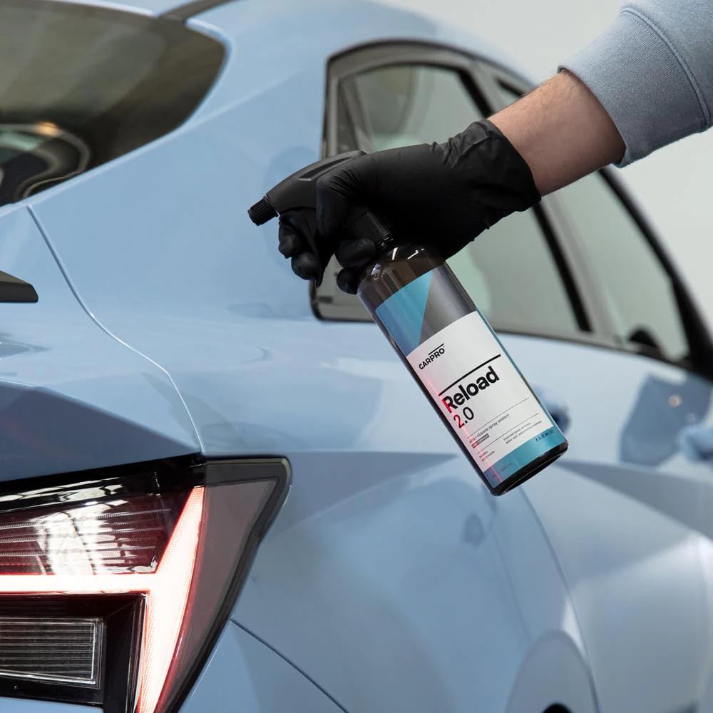 CARPRO water beading on hood illustrating strong hydrophobic water repellency