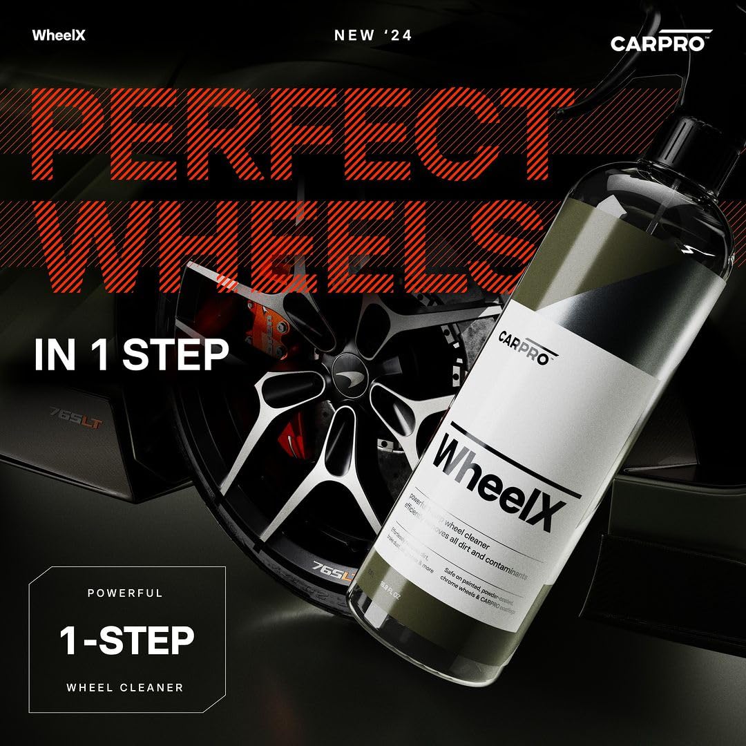 CARPRO WheelX being sprayed on a rim for fast contamination removal
