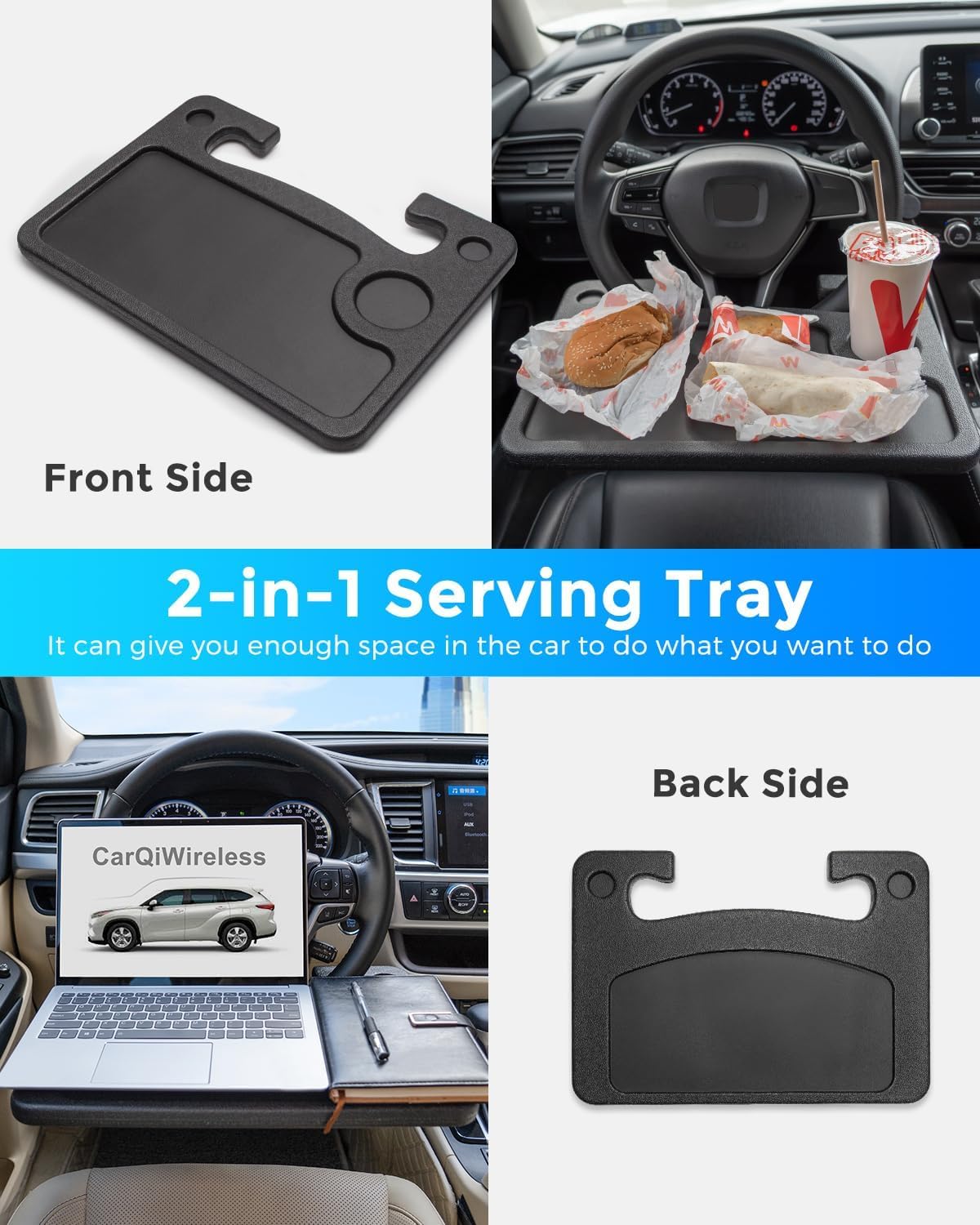 CarQiWireless close-up of cup holder providing spill resistance and stability