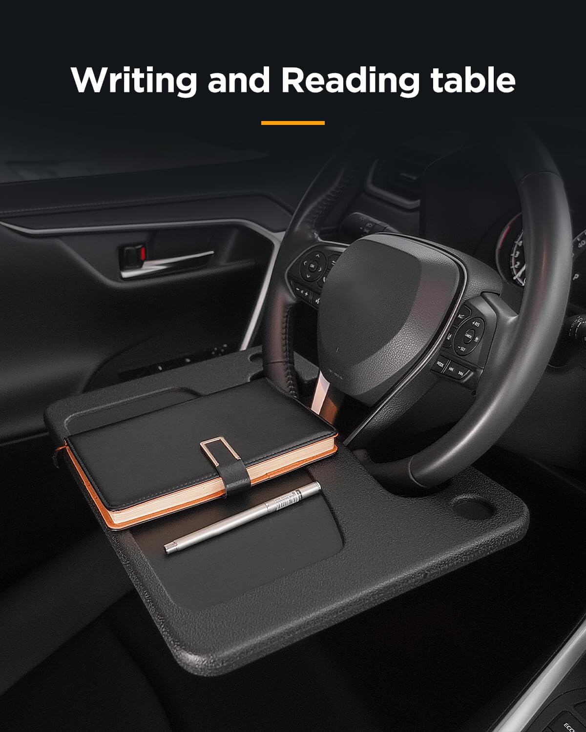 CarQiWireless used for eating in truck offering a clean dining surface