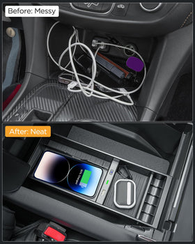 CarQiWireless LED indicator and on/off switch visible for easy charging control