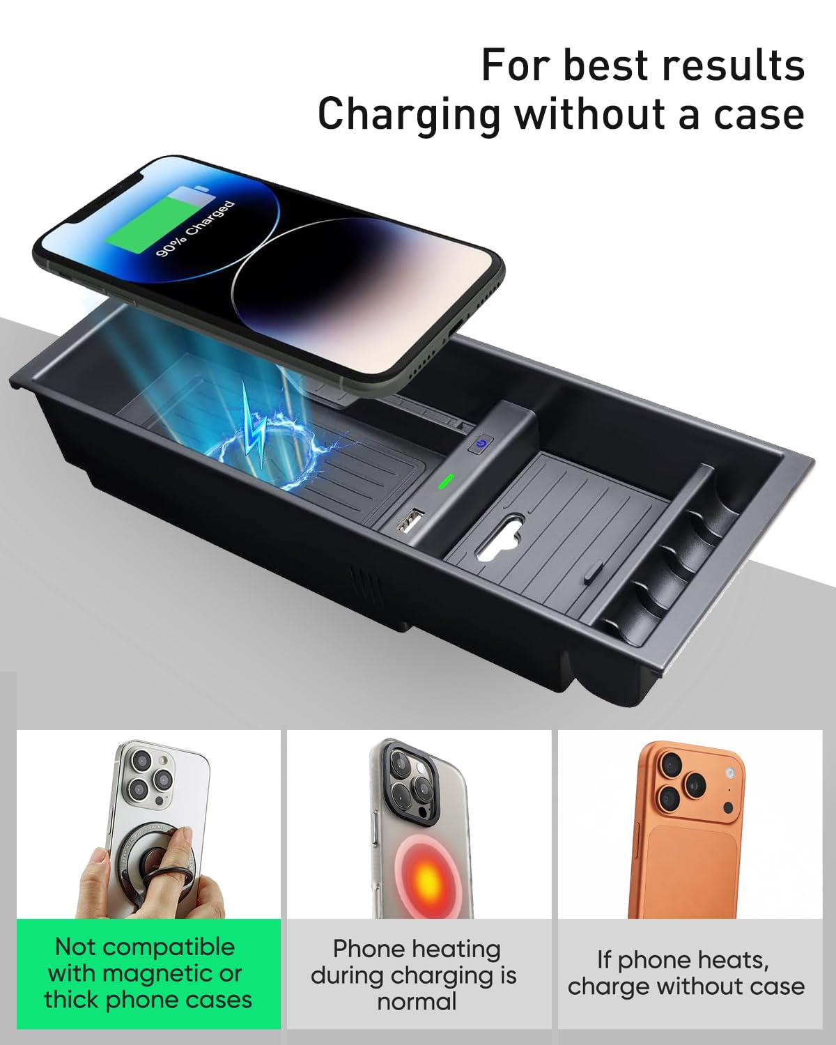 CarQiWireless ABS+PC material texture close-up illustrating durable build and heat resistance
