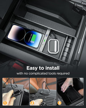 CarQiWireless charging an iPhone in truck showing cable-free convenience while driving