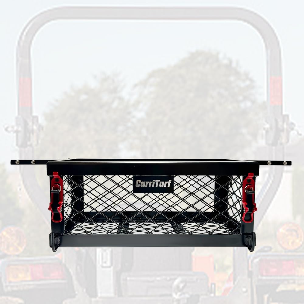 CarriTurf front view of tool box shows durable tray and organized storage benefit