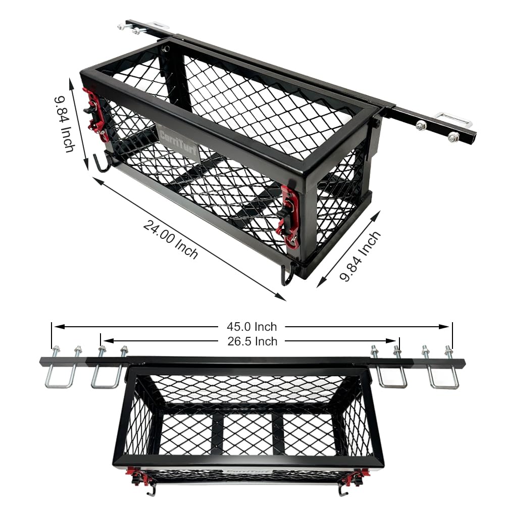 CarriTurf mounted on tractor ROPS bar demonstrating secure storage benefit