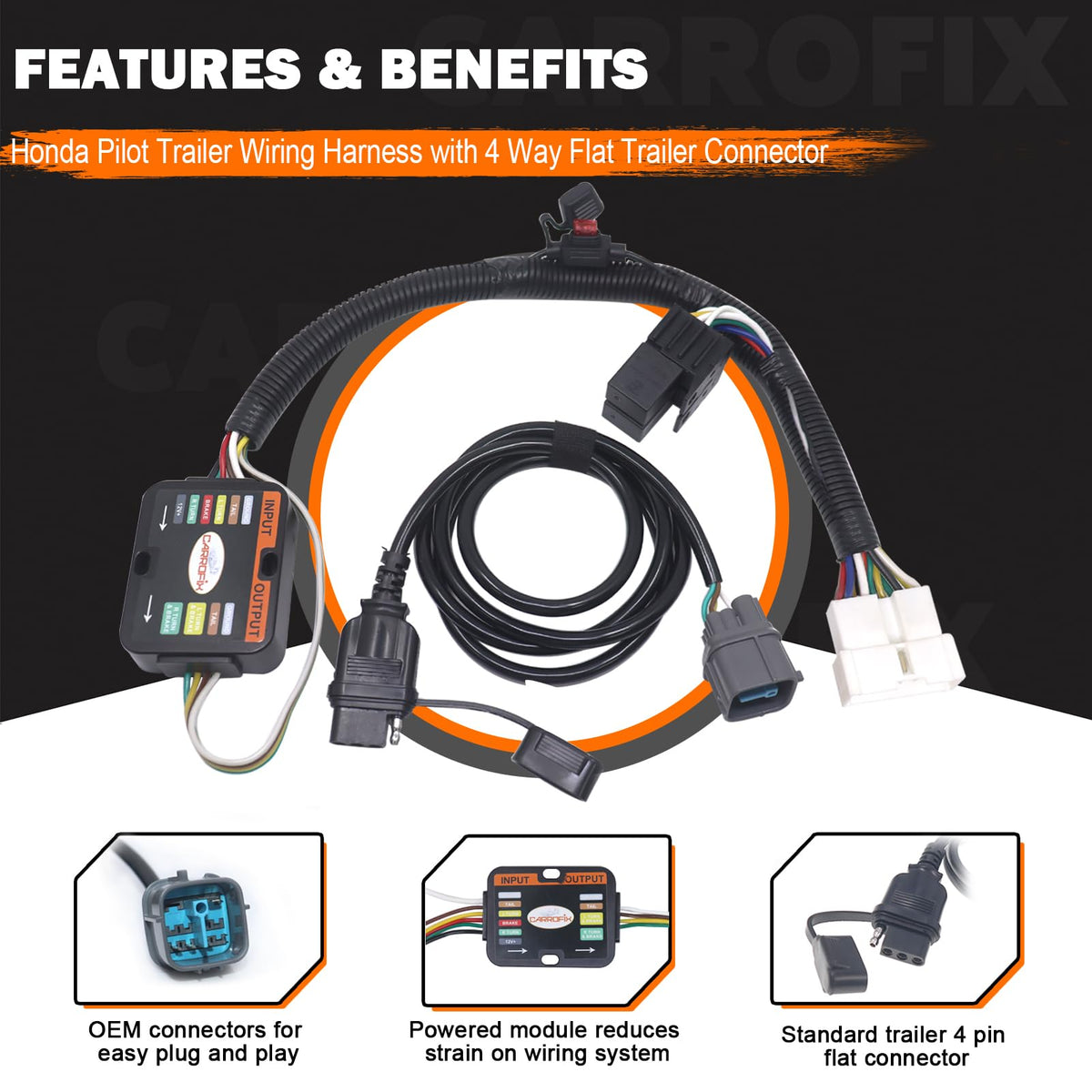 CARROFIX 4-flat plug with dust cover protecting contacts and preventing corrosion