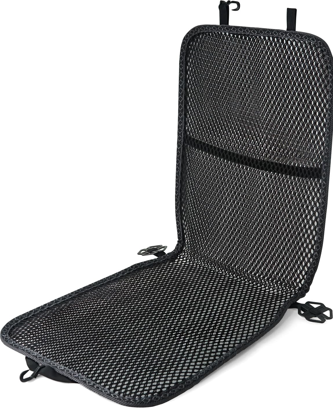 carrotez front view seat cushion showing full 41x15 black pad, improves airflow