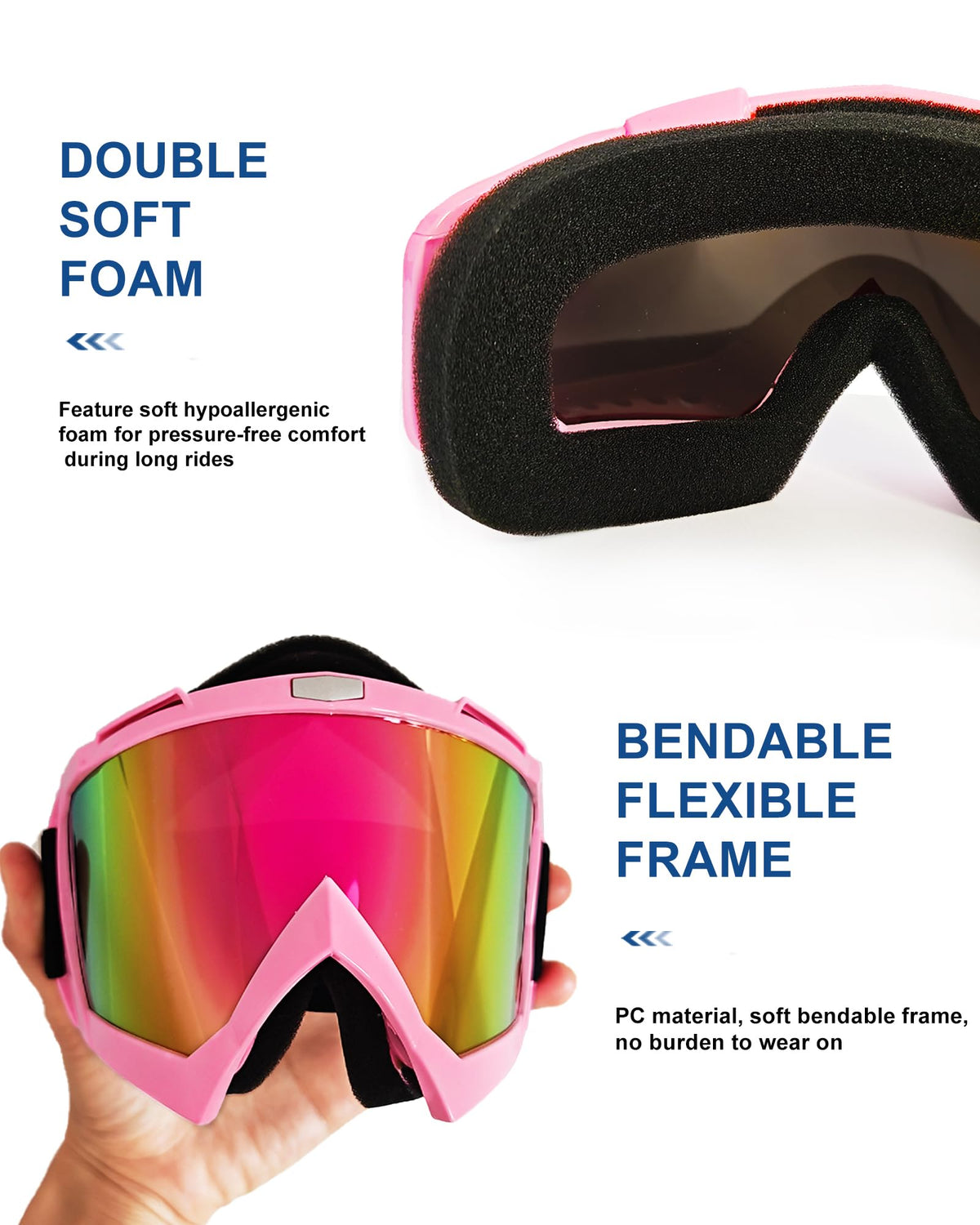 Carsories adjustable strap with silicone grip securing goggles on helmet