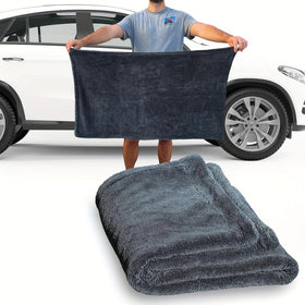 Cartisen towel absorbing water on car hood for fast, streak-free drying