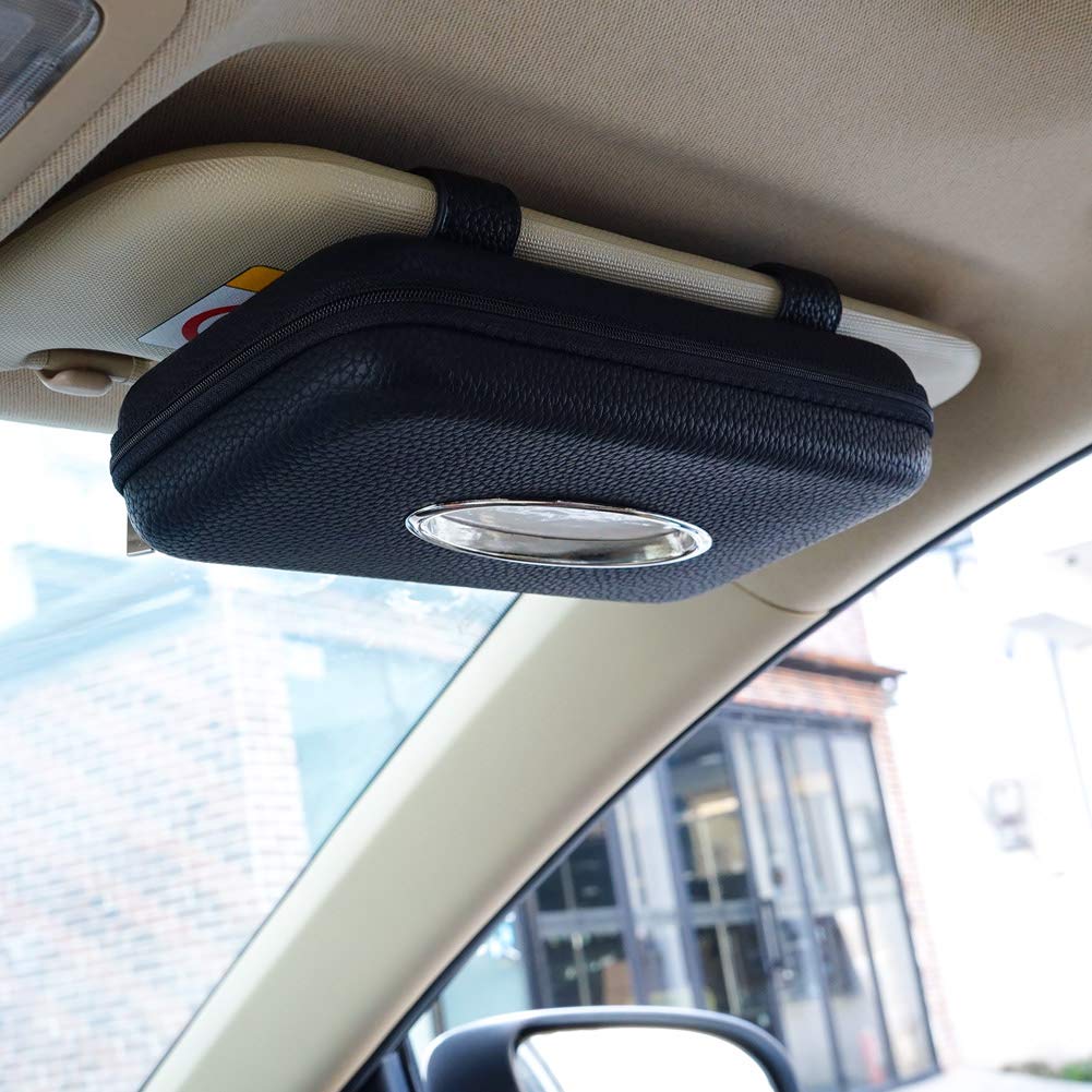 Cartisen front view showing compact black PU leather holder and easy access