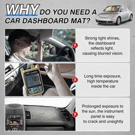 CARTIST installed dash cover in Beetle showing reduced glare benefit