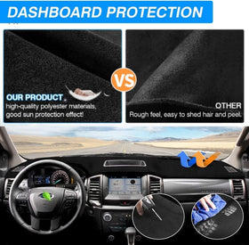 CARTIST dash cover installed in Ford Ranger demonstrating reduced windshield glare